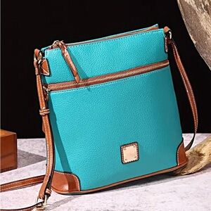 Stylish Turquoise and Brown Crossbody Bag
